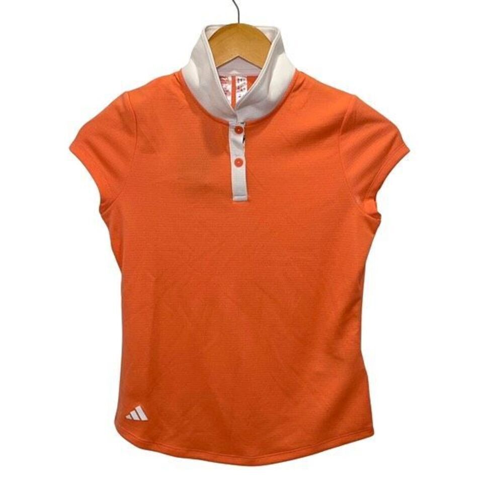 Adidas Womens HEAT RDY 3Striped Athletic Golf Polo Shirt Coral Fusion Medium NWT